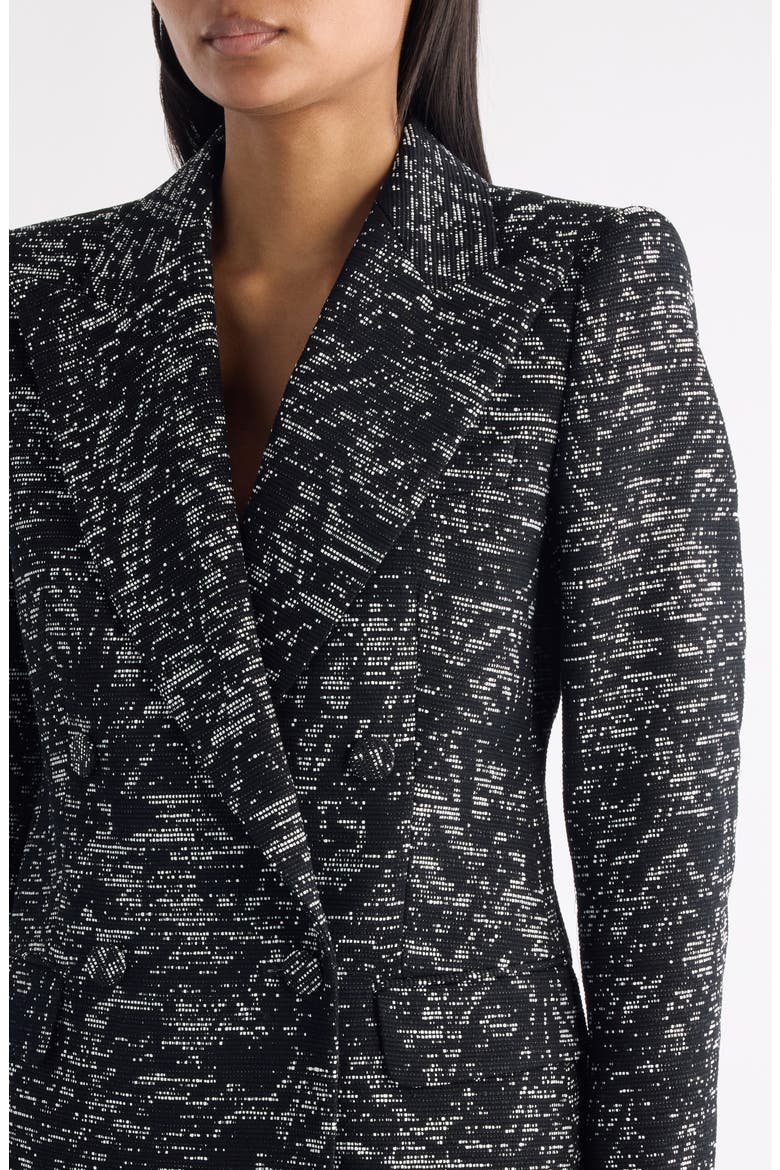 Beaura Abstract Swirl Jacquard Double Breasted Blazer, Alternate, color, BLACK