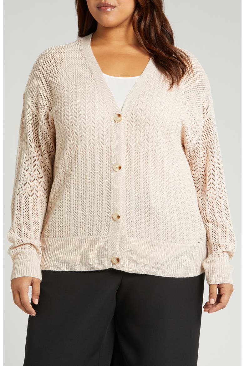 Samoa Pointelle Cardigan, Main, color, BRAZILIAN SAND