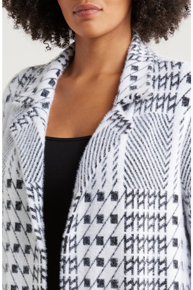 Open Front Sweater Coat, Alternate, color, BLACK WHITE MIXED PLAID