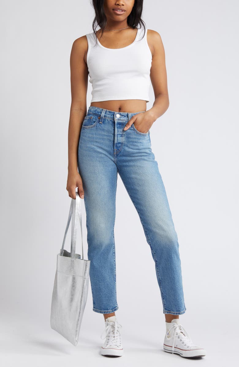 Levi's<sup>®</sup> Wedgie High Waist Straight Leg Jeans, Main, color, Calling All Blues