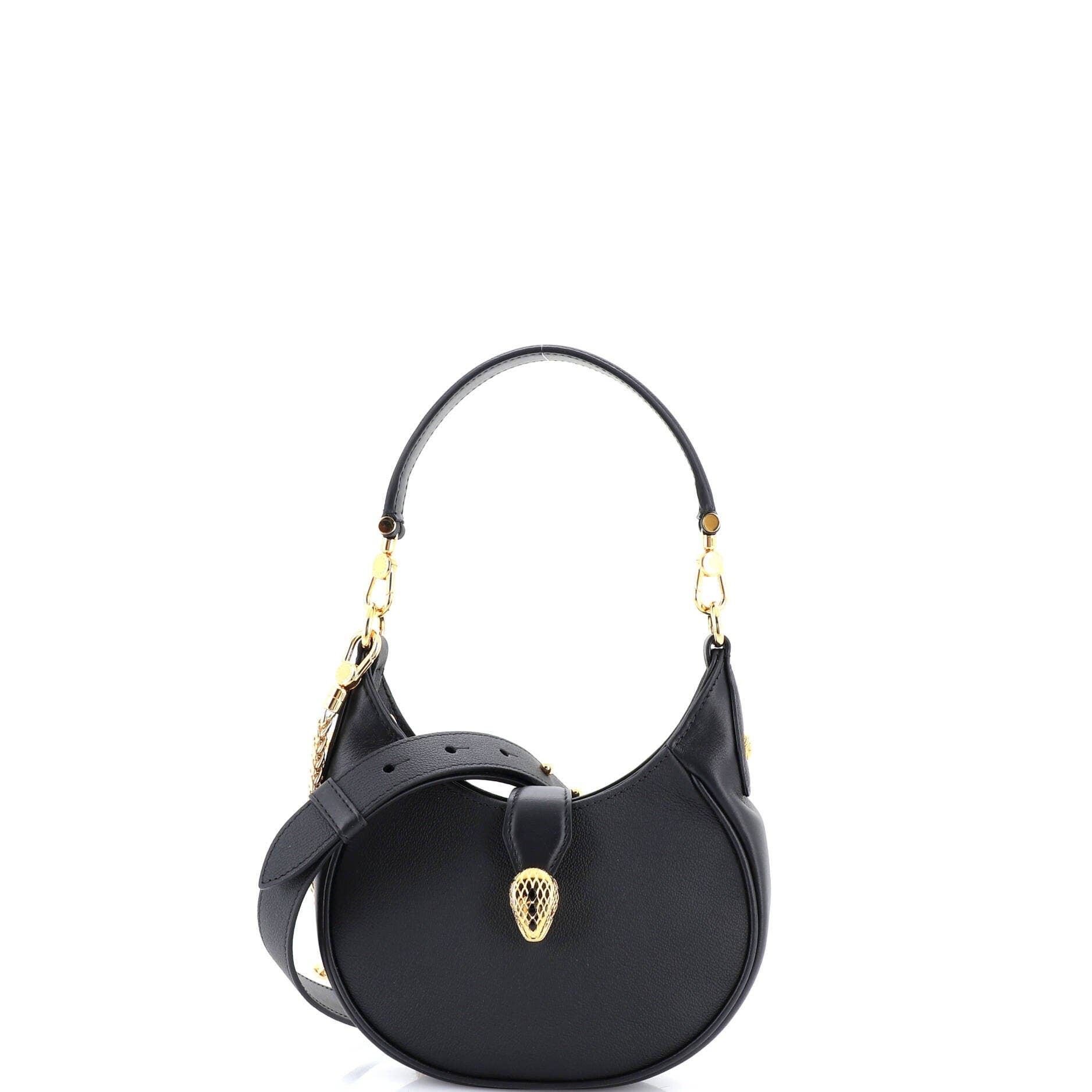 Serpenti Ellipse Crossbody Bag Leather Mini, Main, color, Black
