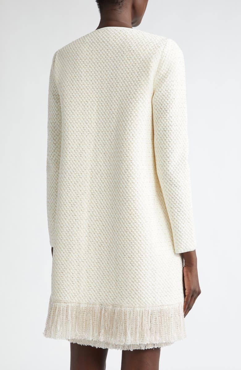 Oscar de la Renta Sequin Fringe Hem Jacket, Alternate, color, Ivory/ Gold