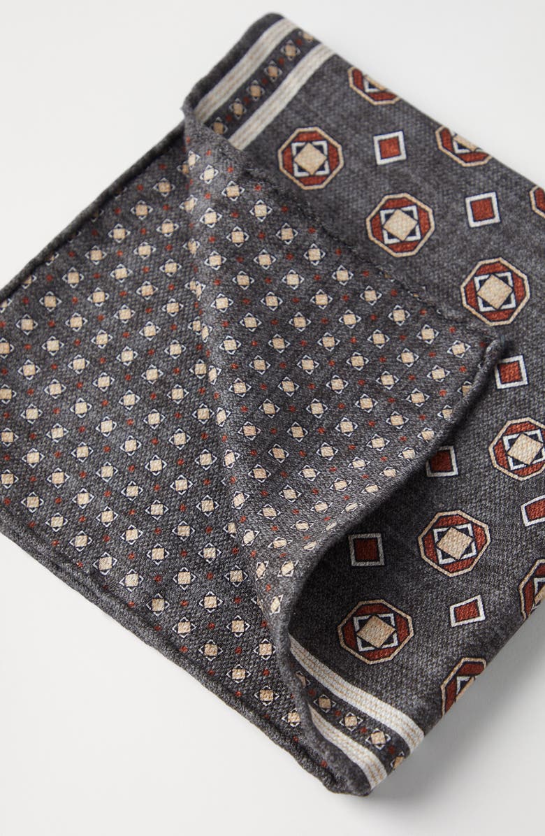 Brunello Cucinelli Double face silk pocket square, Alternate, color,