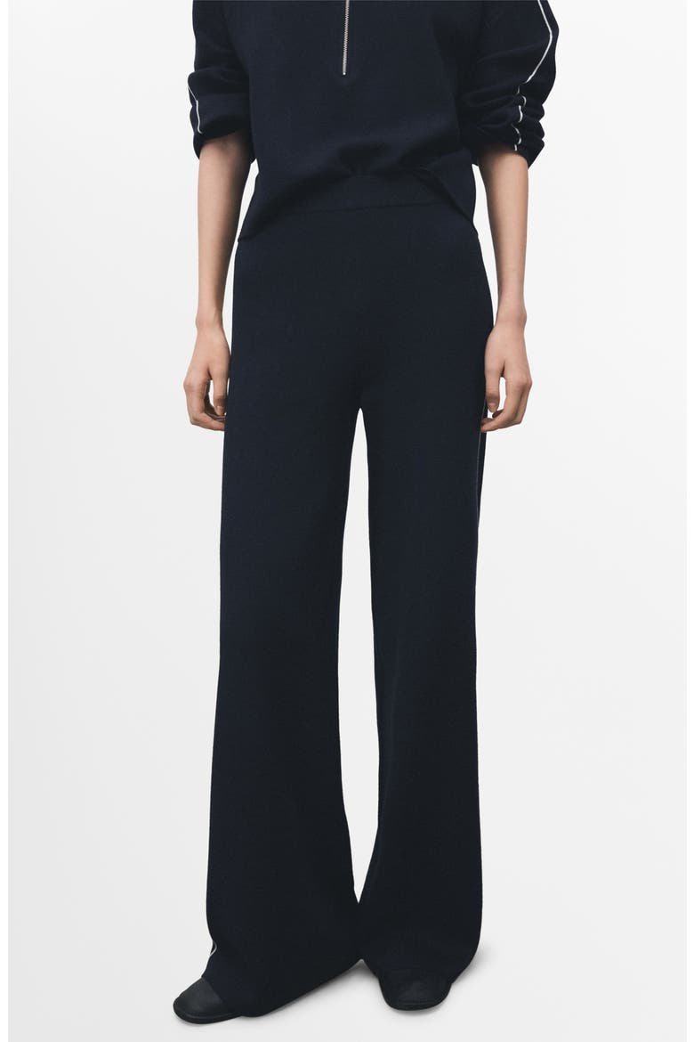 Contrast Stripe Straight Leg Pants, Main, color, NAVY