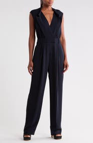 Reiss Sara Tuxedo Detail Wide Leg Jumpsuit