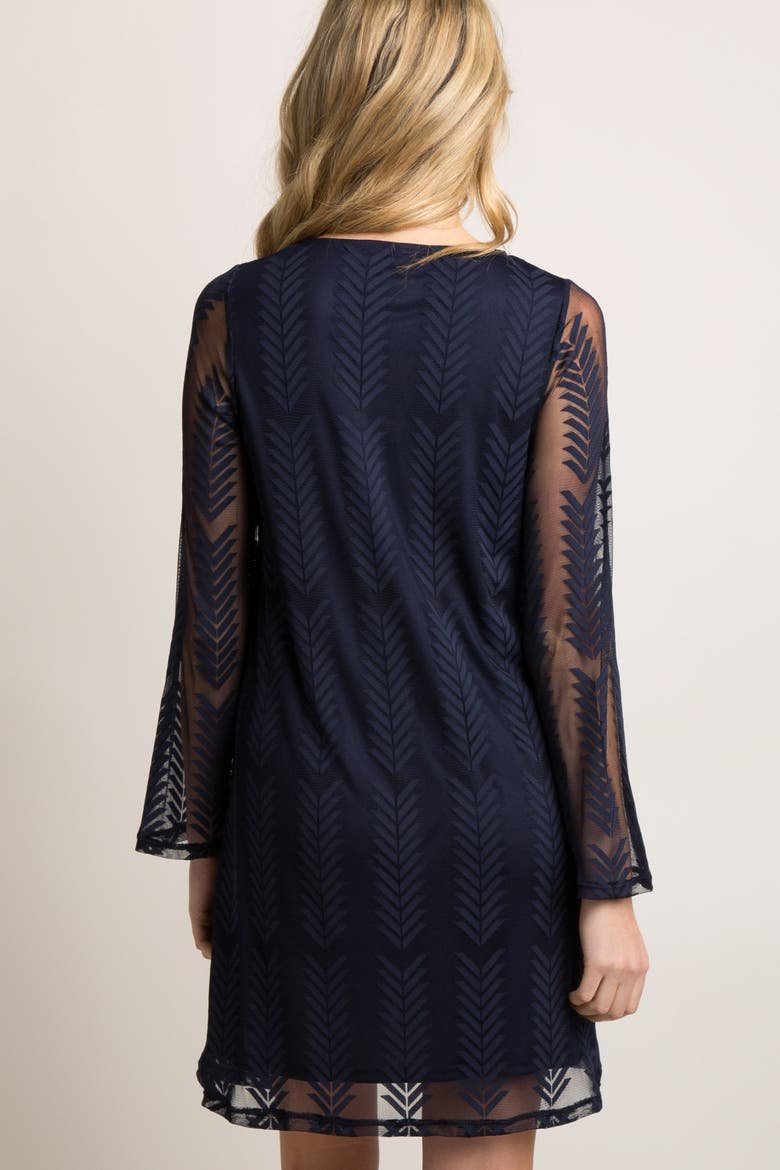 Mesh Overlay Dress, Alternate, color, Navy Blue