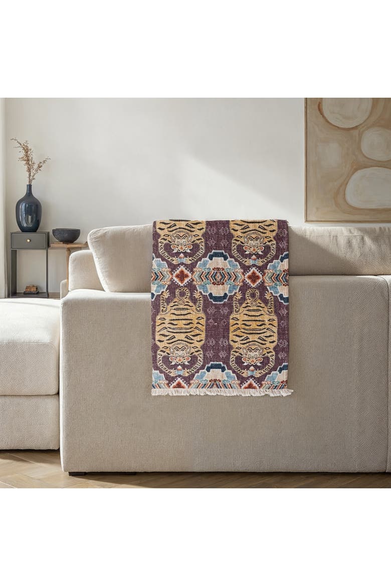 Slub Printed Throw Blanket, Alternate, color, Purple