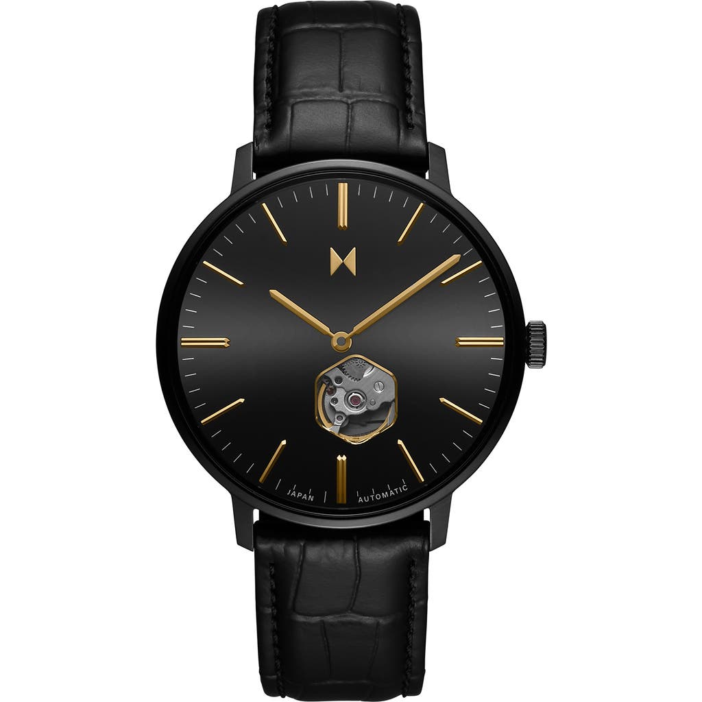 MVMT Legacy Slim Automatic Leather Strap Watch, 45mm in Black  product