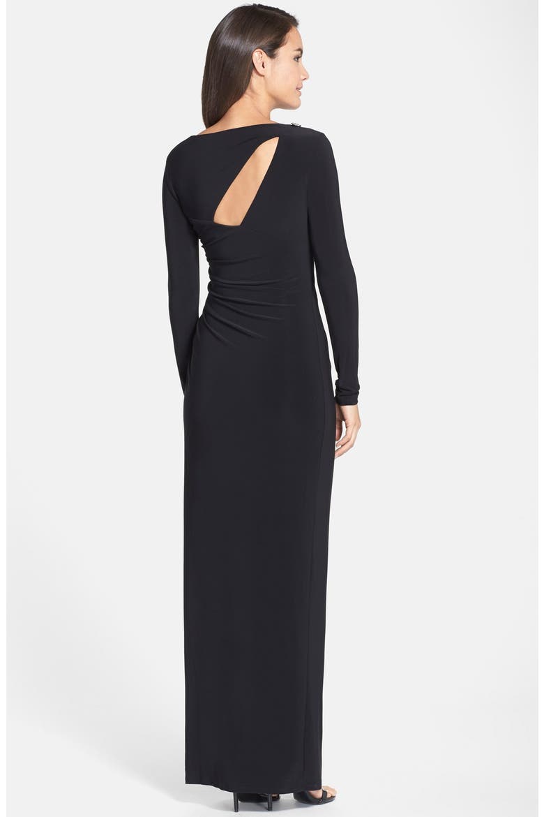 Cutout Matte Jersey Gown, Alternate, color, BLACK