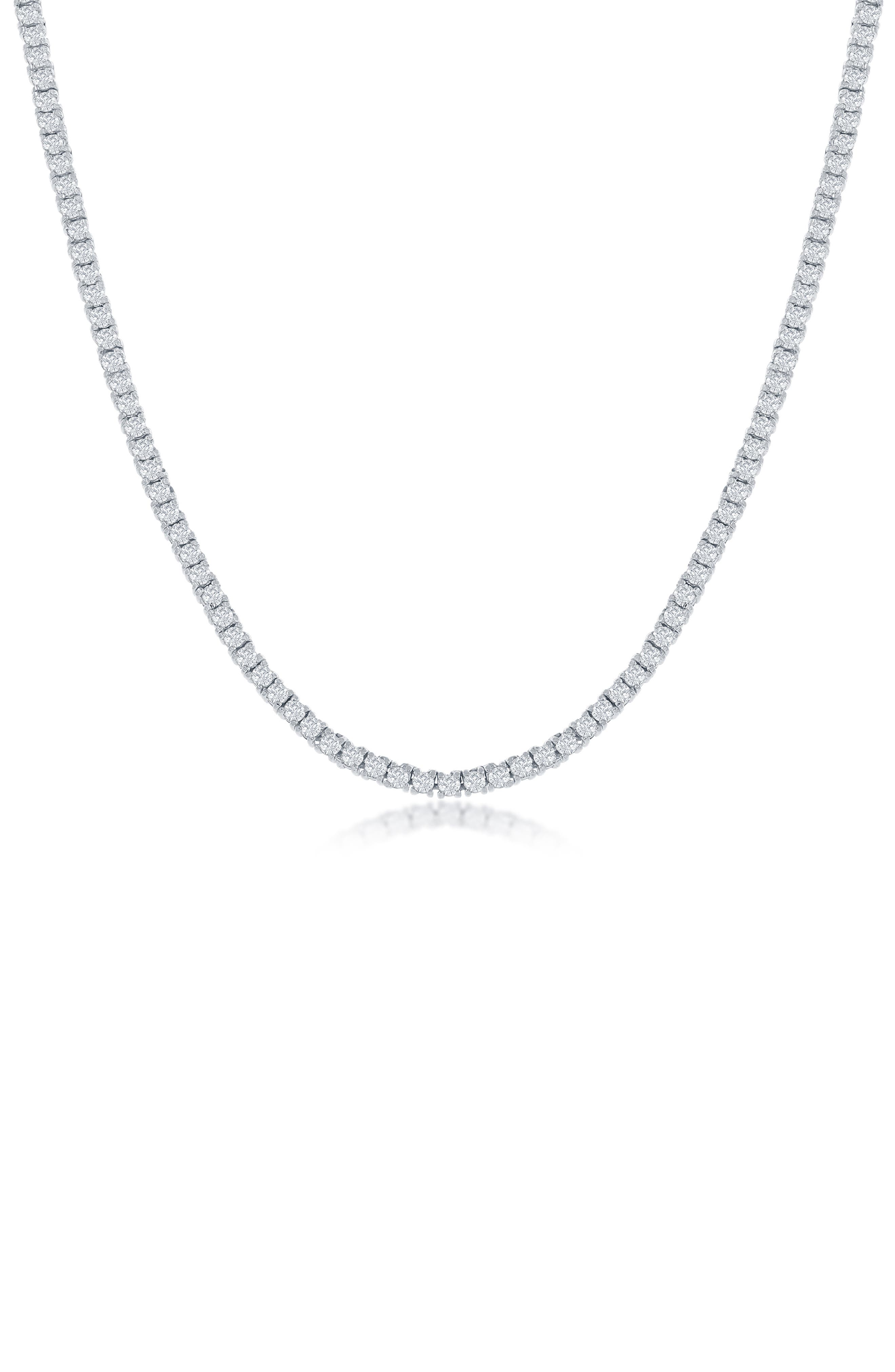 Sterling Silver Round Moissanite Tennis Necklace