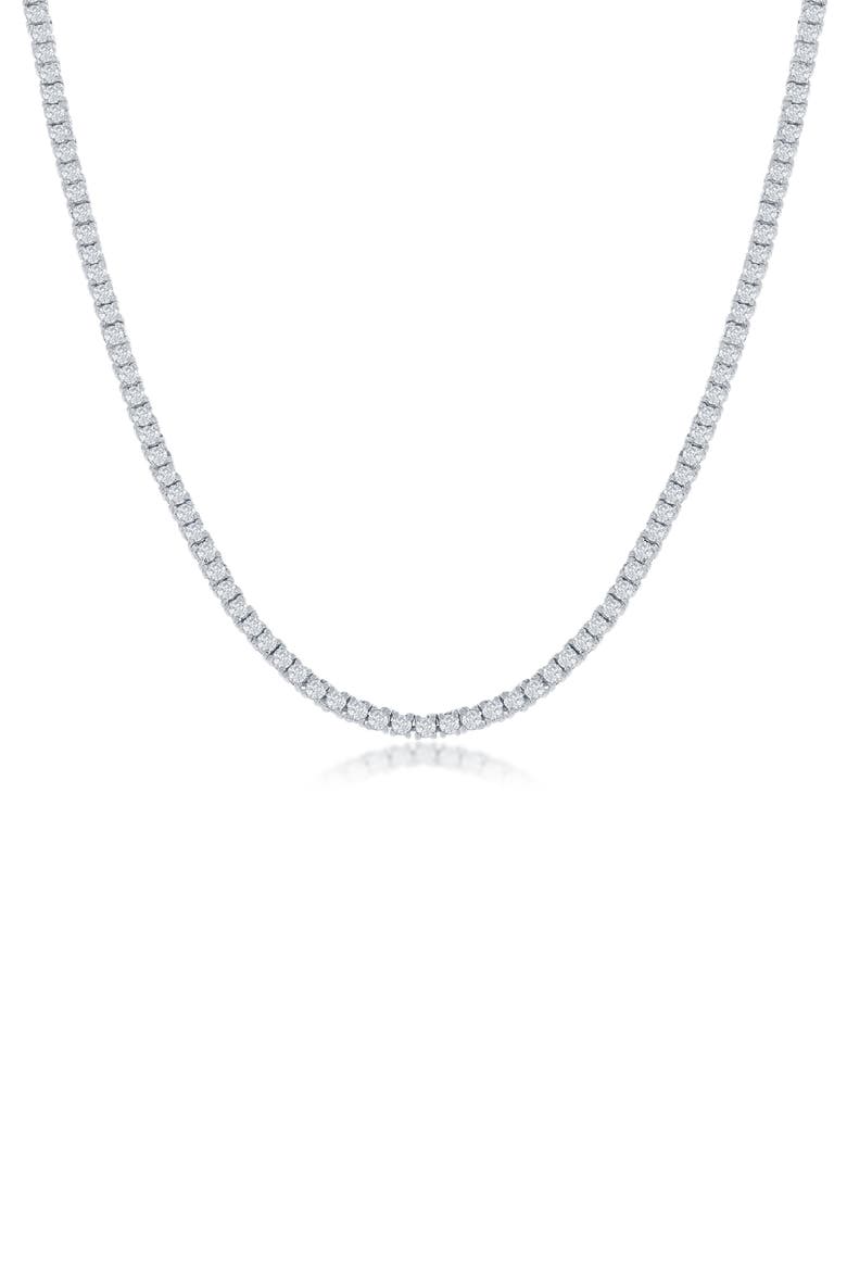 Sterling Silver Round Moissanite Tennis Necklace, Main, color, SILVER