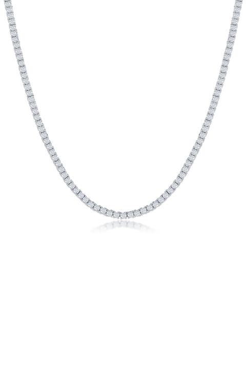 Sterling Silver Round Moissanite Tennis Necklace