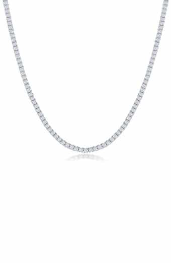 Sterling Silver Round Moissanite Tennis Necklace
