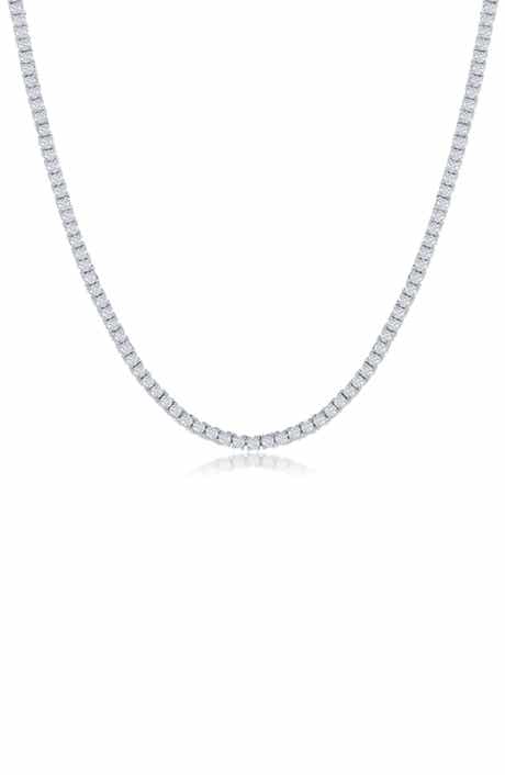 Sterling Silver Round Moissanite Tennis Necklace