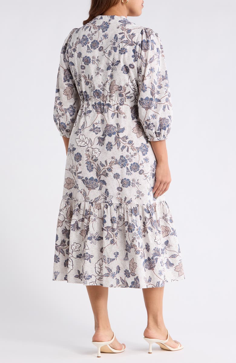 SUGARLIPS Bryony Floral Zinnia Split Neck Midi Dress, Alternate, color,