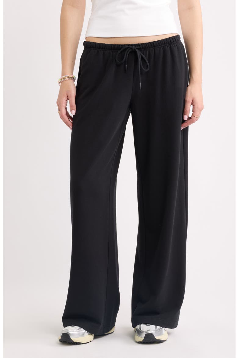 Narrow Waistband Baggy Wide Leg Sweatpants, Main, color, BLACK