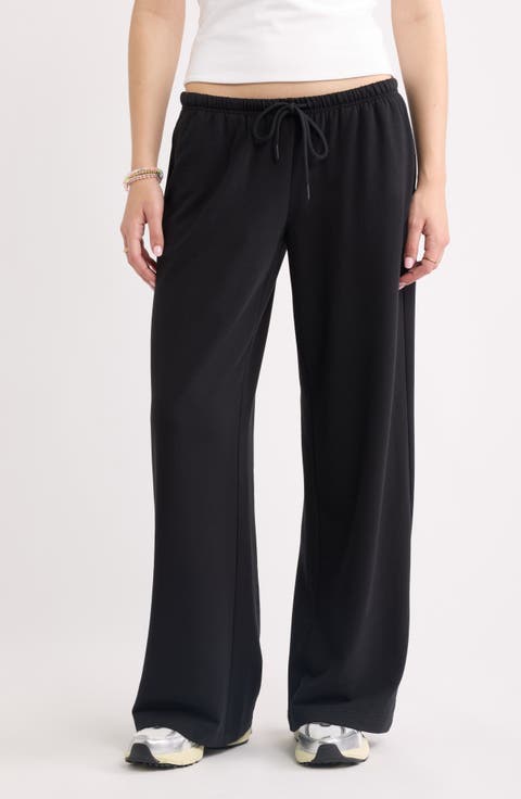 Narrow Waistband Baggy Wide Leg Sweatpants