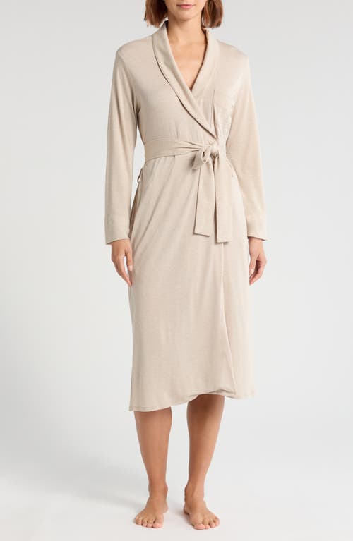 Natori Embroidered Shangri-la Robe In Heather Cashmere