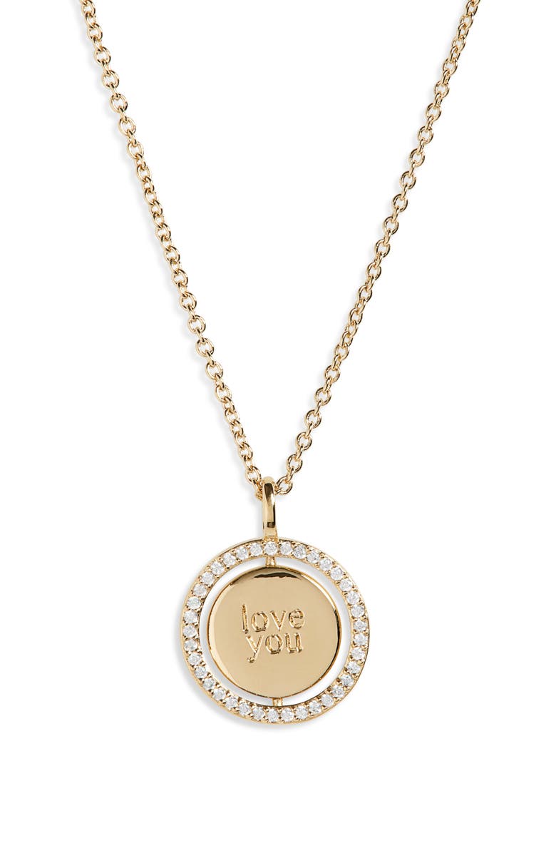 Nadri Sweethearts Spinner Necklace, Alternate, color, Gold