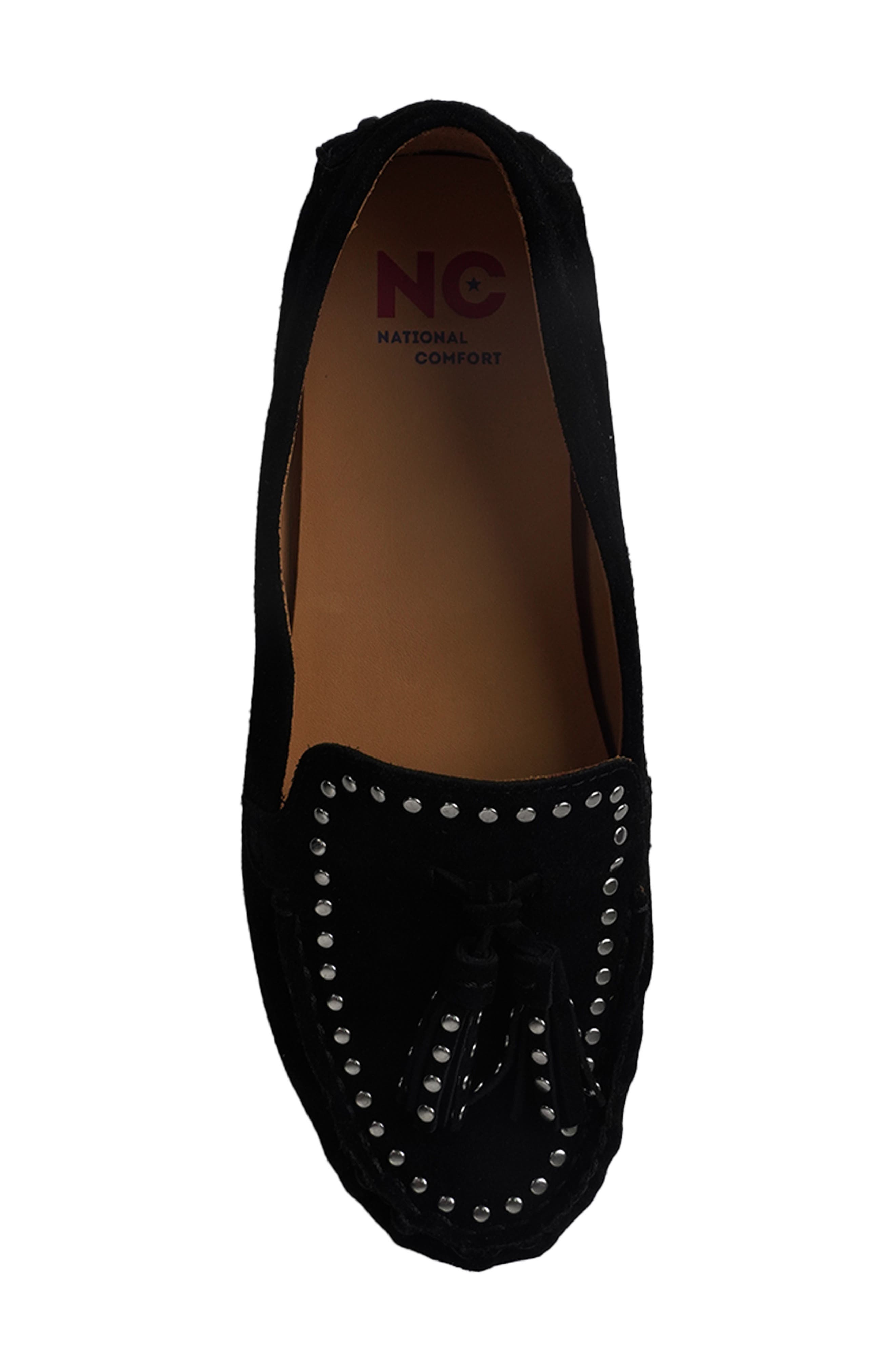 National Comfort Serinna Studded Tassel Driving Loafer, Alternate, color, Black Suede