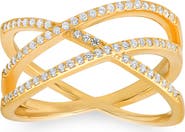 Queen Jewels Sterling Silver Crisscross Cubic Zirconia Ring