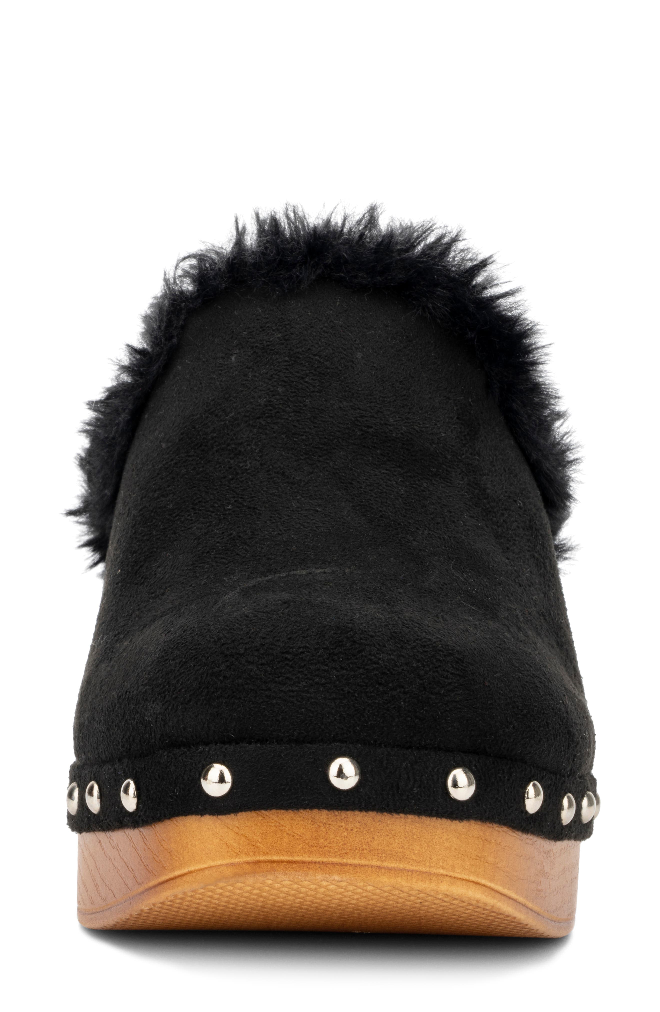 NEW YORK AND COMPANY Wynna Studded Faux Fur Lined Clog, Alternate, color, Black