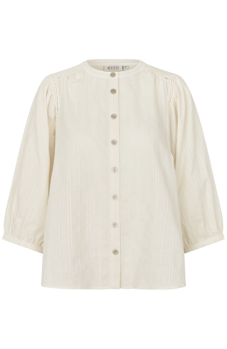 Masai Copenhagen MaIthara Pintuck Detail 3/4 Sleeve Shirt, Alternate, color, Whitecap