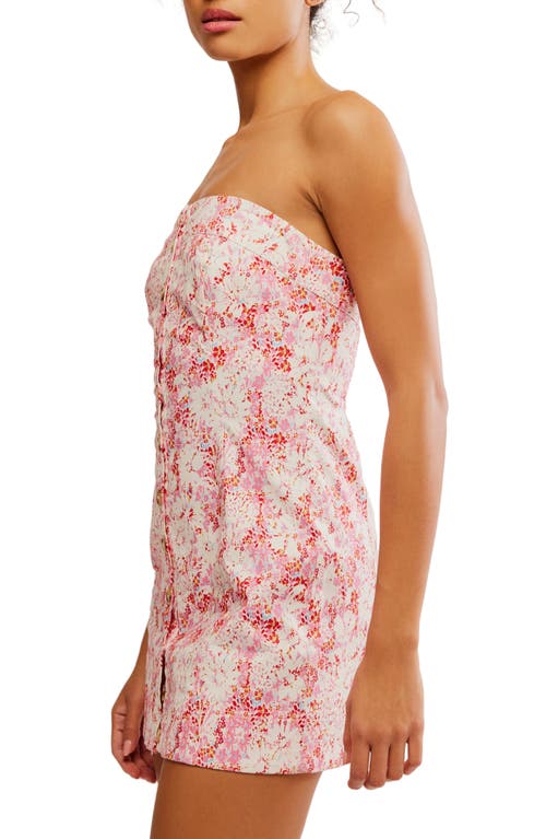 Shop Free People Tomas Floral Print Strapless Minidress In Confetti Combo