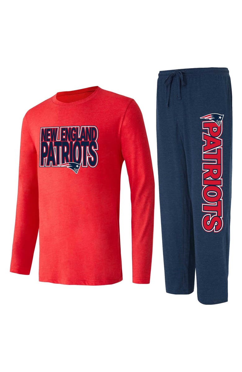 CONCEPTS SPORT Men's Concepts Sport Navy/Red New England Patriots Meter Long Sleeve T-Shirt and Pants Sleep Set, Main, color,