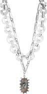 SPHERA MILANO Layered Resin Pendant Statement Necklace