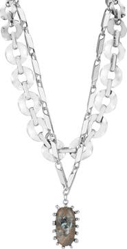 SPHERA MILANO Layered Resin Pendant Statement Necklace