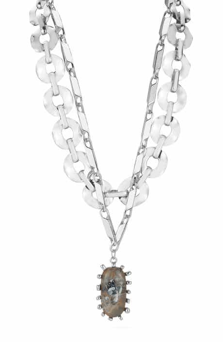 Layered Resin Pendant Statement Necklace