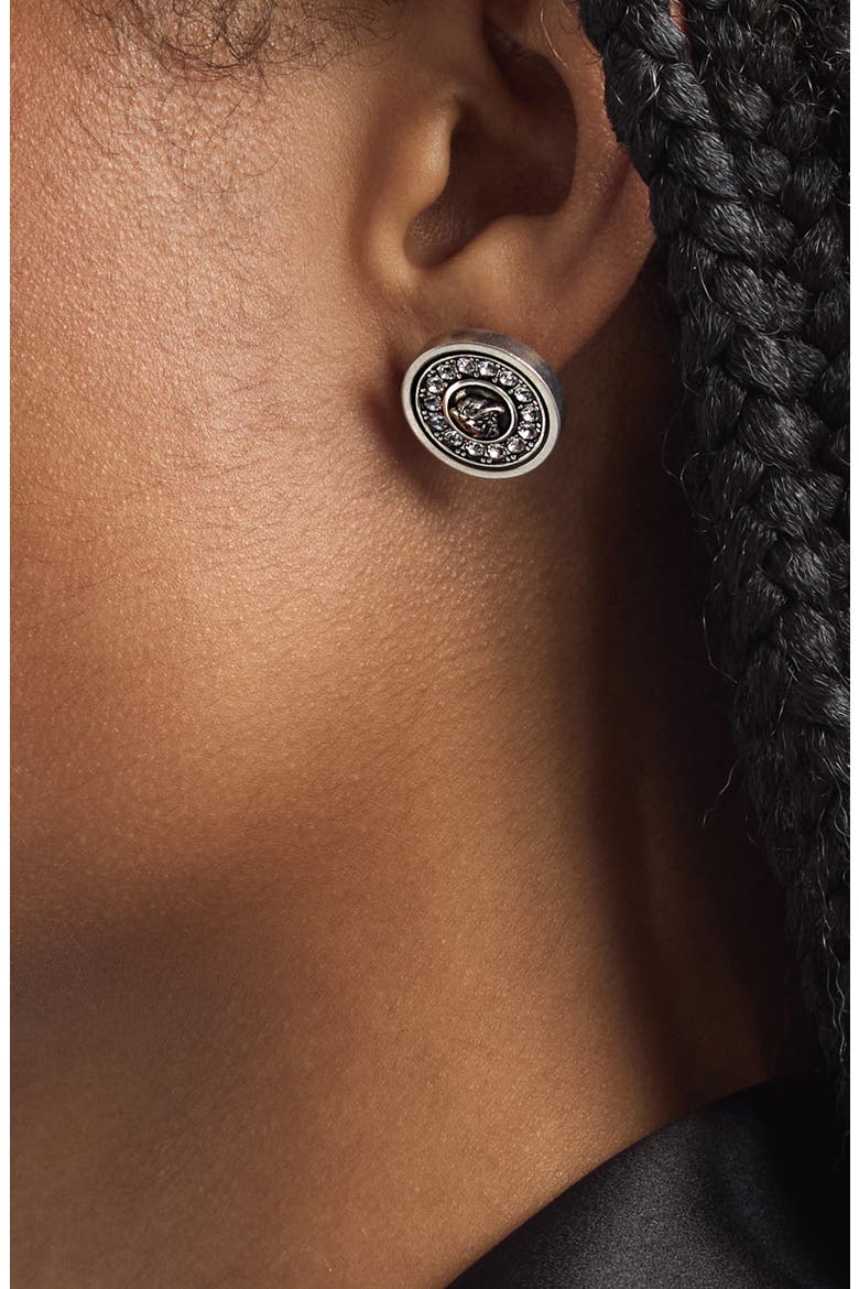 Medusa Crystal Disc Stud Earrings, Alternate, color, PALLADIUM 82 CRYSTAL