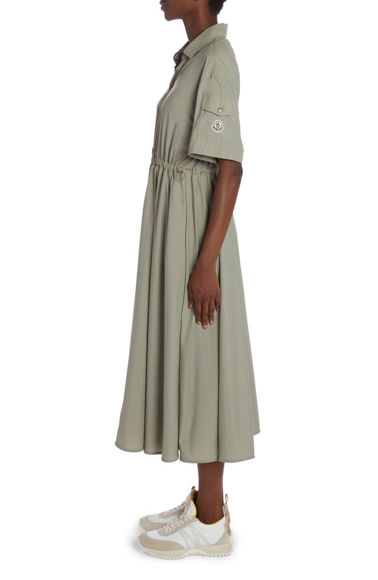 Moncler Drawstring Waist Poplin Midi Shirtdress, Alternate, color, 
