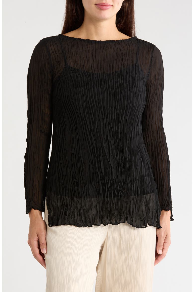 Bateau Neck Silk Tunic, Main, color, BLACK