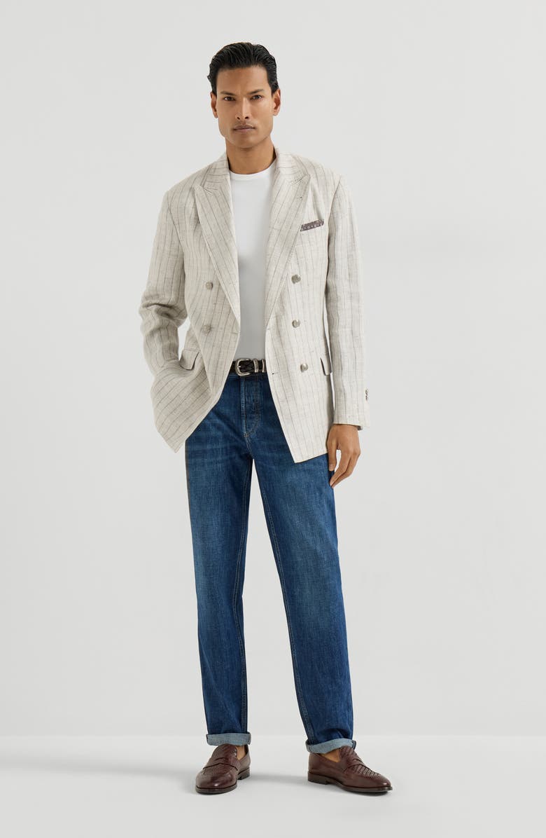 Brunello Cucinelli Lightweight denim trousers, Alternate, color, Dark Denim