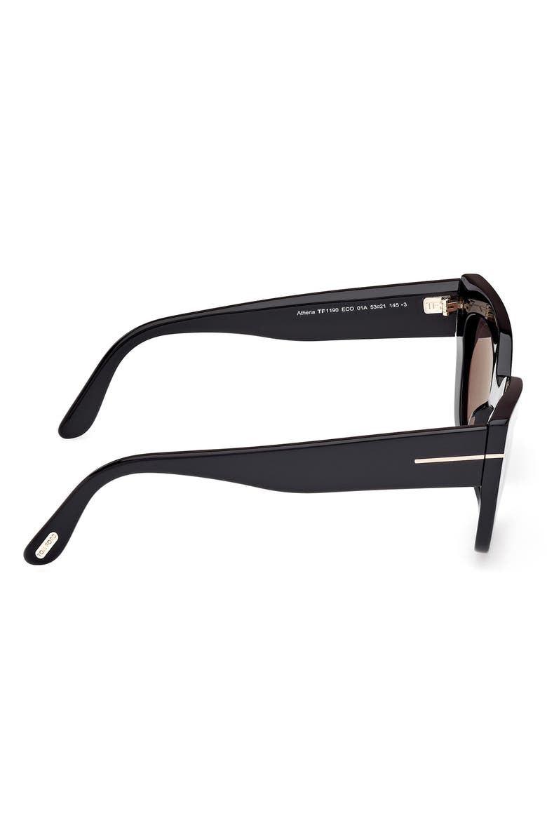 TOM FORD Athena 53mm Cat Eye Sunglasses, Alternate, color, Shiny Black / Smoke