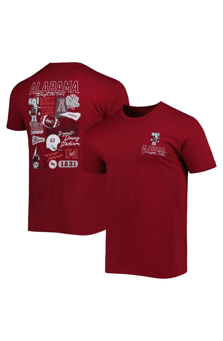 IMAGE ONE Men's Crimson Alabama Crimson Tide Vintage Through the Years 2-Hit T-Shirt, Main, color, Crimson