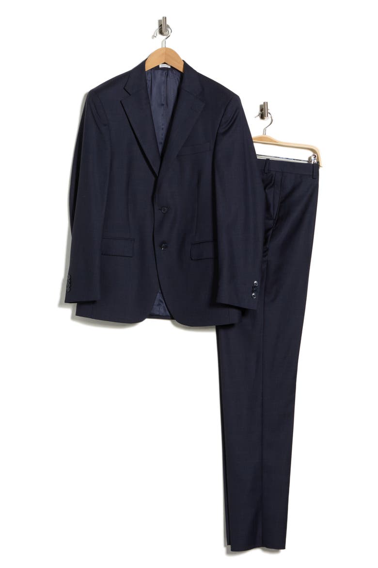 Navy Plaid Wool Suit, Alternate, color, NAVY