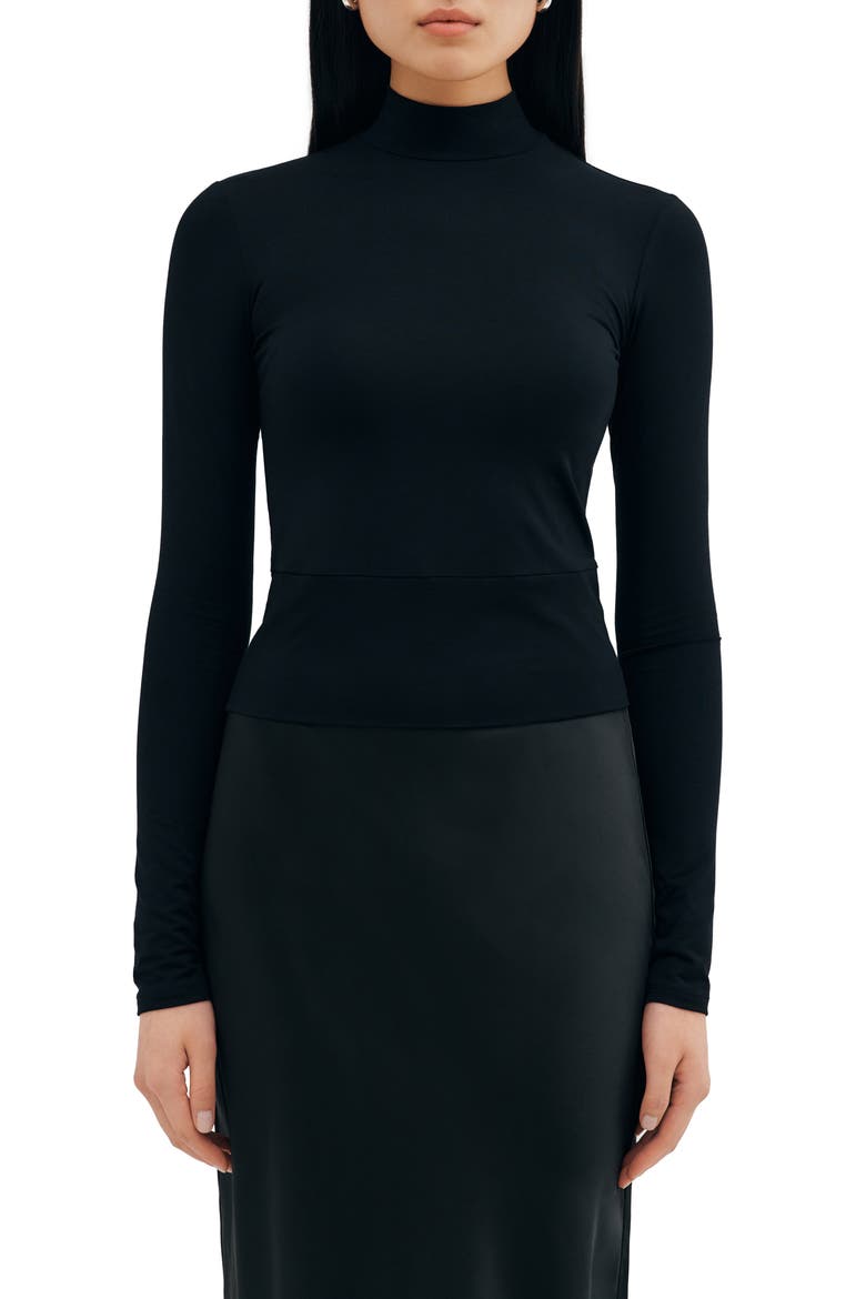 Shanghai Long Sleeve Tunic, Main, color, BLACK
