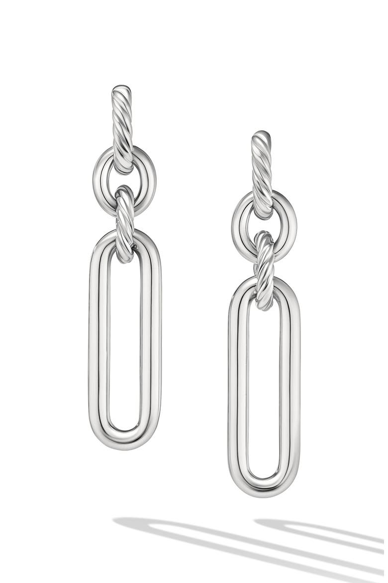 Lexington Double Link Drop Earrings, Main, color, STERLING SILVER