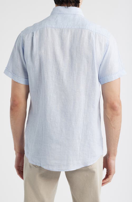 Rodd & Gunn Palm Beach Sports Fit Short Sleeve Linen Button-up Shirt In Blue