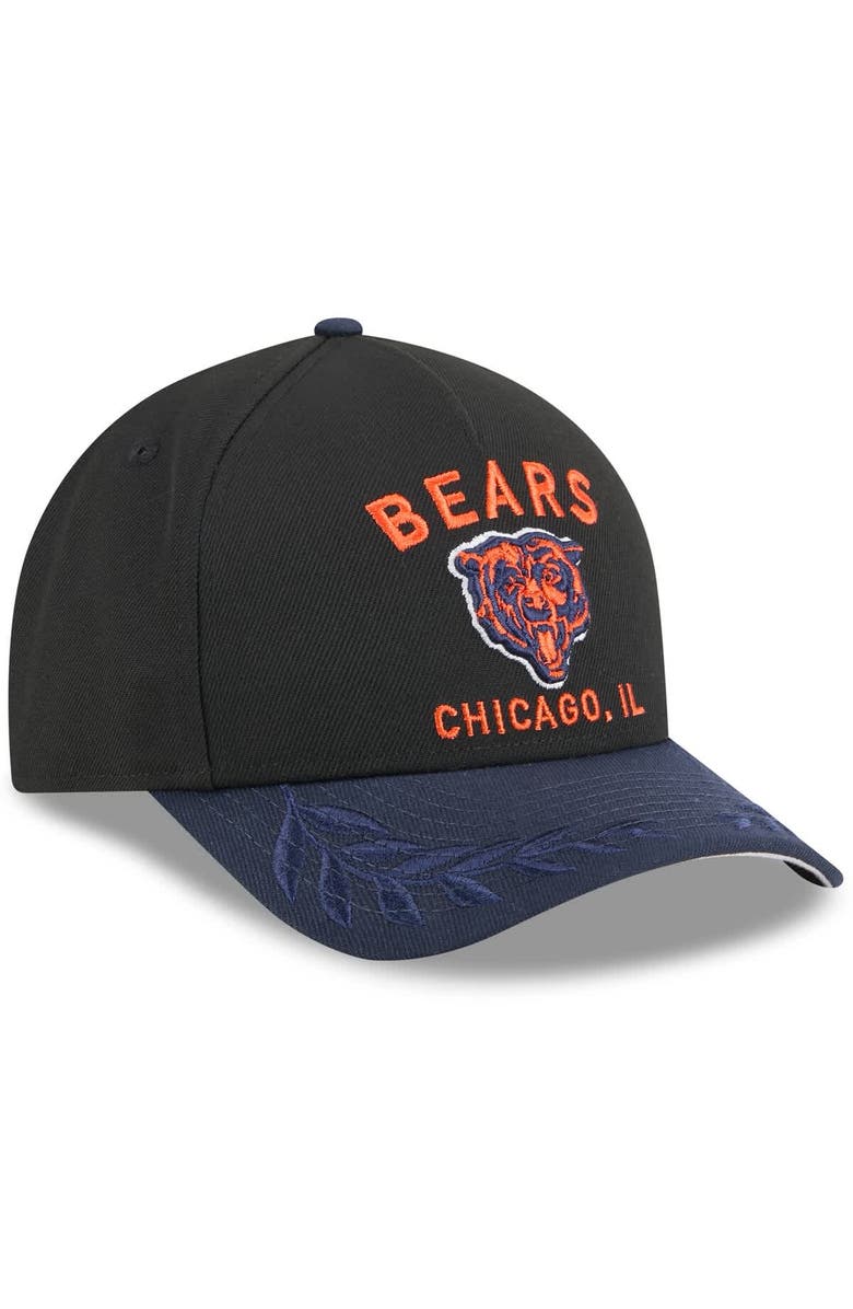 New Era Men's New Era Black/Navy Chicago Bears 2025 NFL Draft 9FORTY A-Frame M-Crown Adjustable Hat, Alternate, color, Black