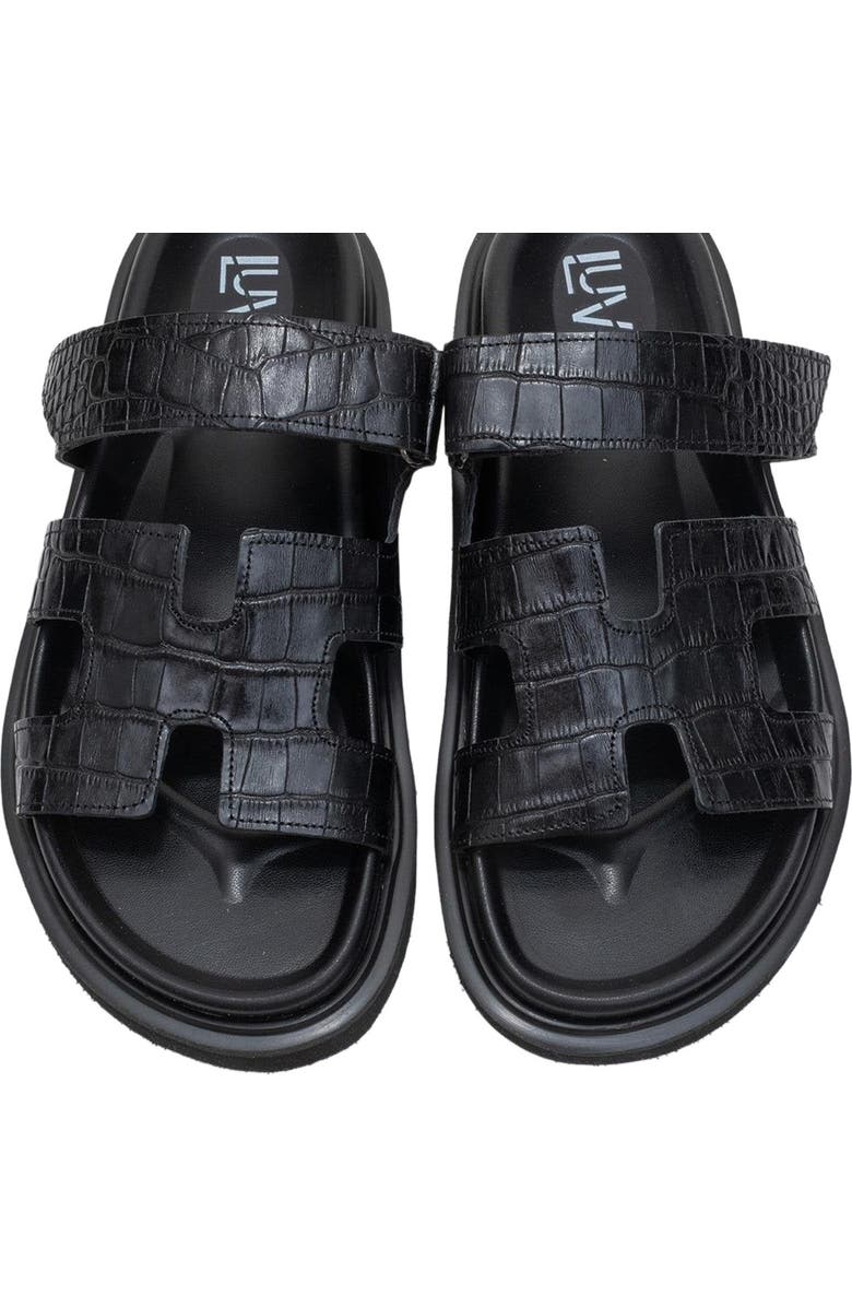 Forever & Always Shoes Loana Leather Slide Sandal, Alternate, color, Black Leather