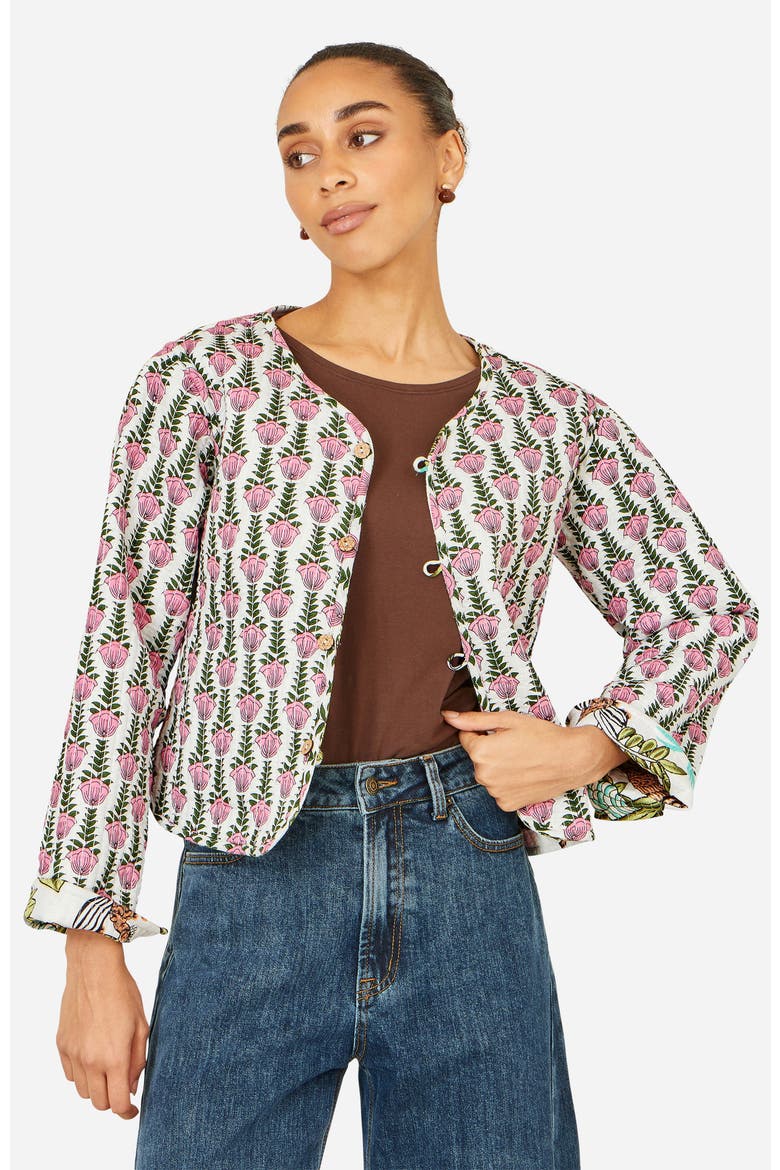 Print Reversible Cotton Jacket, Alternate, color, White
