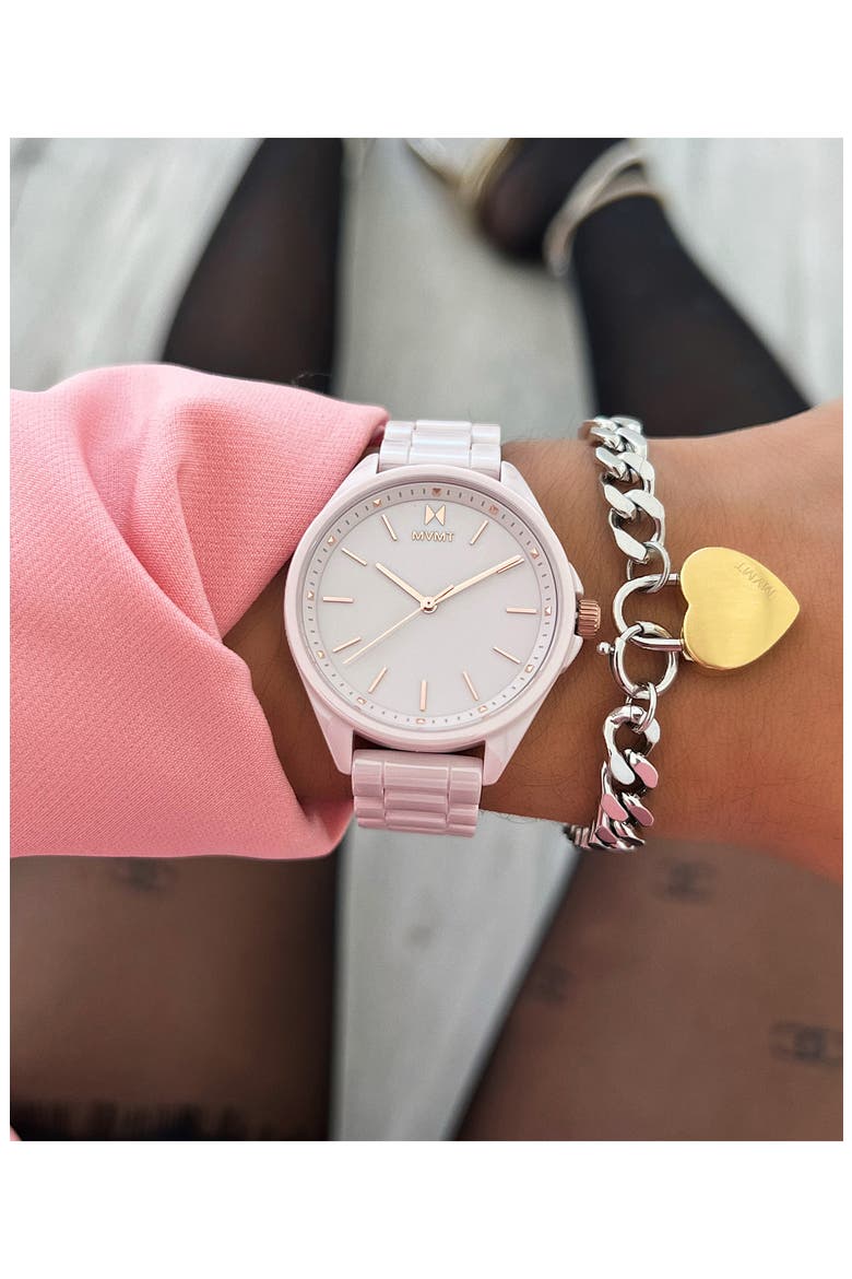 Coronada Ceramic Bracelet Watch, 36mm, Alternate, color, PINK