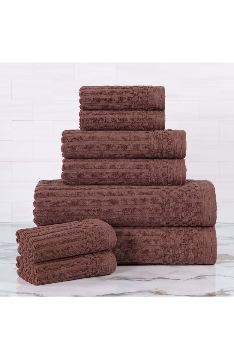 Superior Soho 8-Piece Rib Cotton Bath Towel Set, Alternate, color, Java