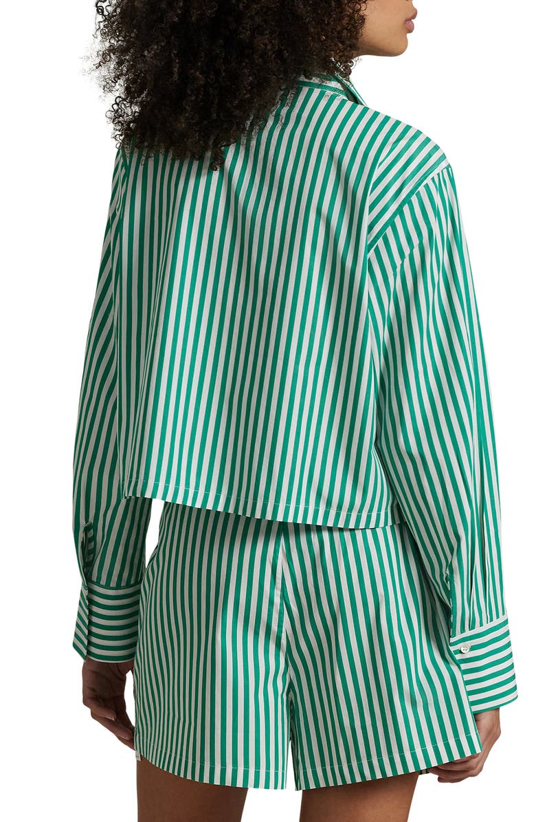 Polo Ralph Lauren Crop Cotton Poplin Short Pajamas, Alternate, color, Vine Green