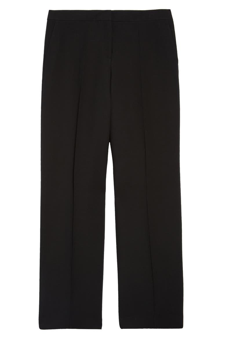 Gates Wool & Silk Crepe Straight Leg Trousers, Main, color, BLACK