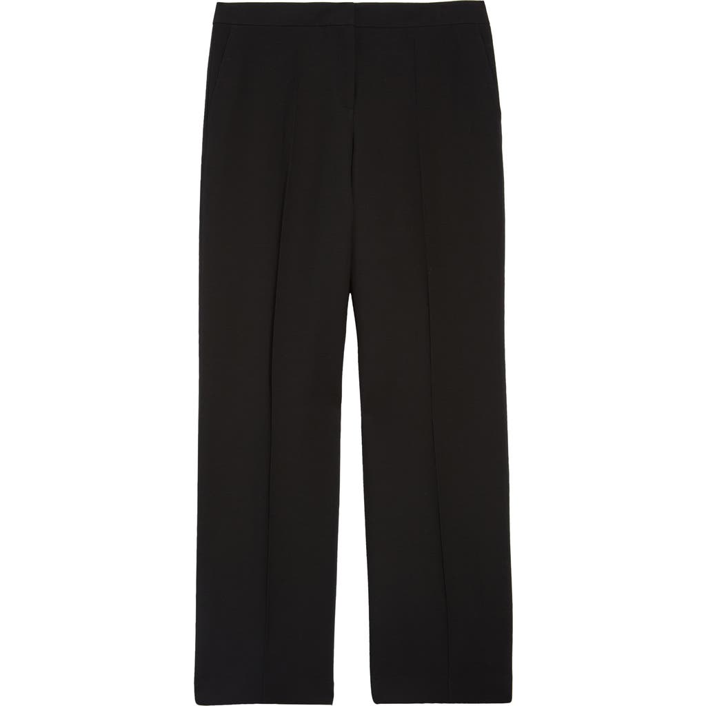 Lafayette 148 New York Gates Wool & Silk Crepe Straight Leg Trousers in Black at Nordstrom